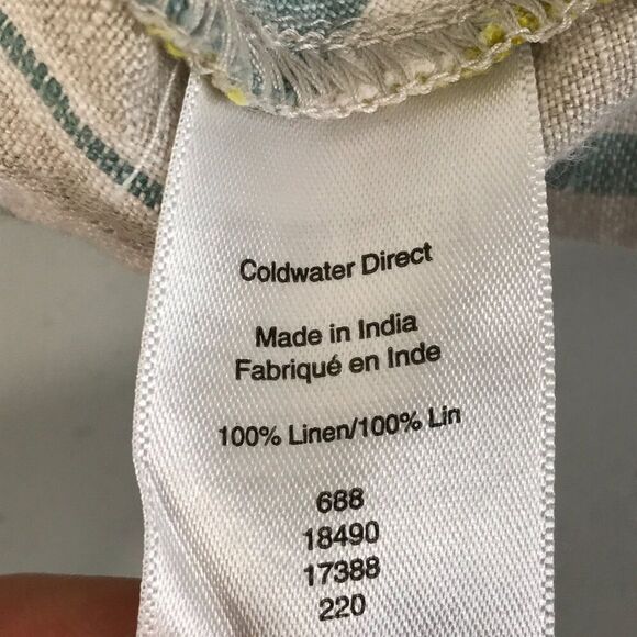 Coldwater Creek Striped 100% Linen Top Women's Petite Medium Casual Summer Woven - Picture 10 of 11